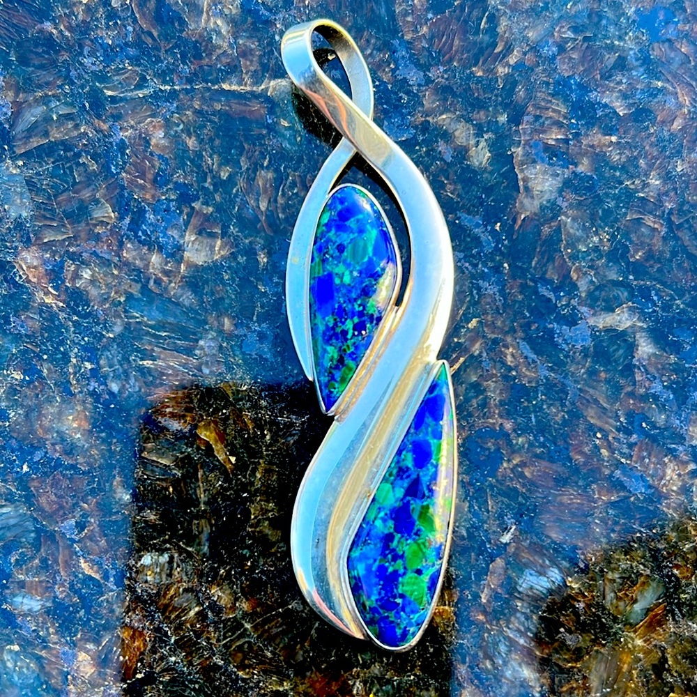 Desert Rose trading vivianite pendant set in 925 Sterling silver